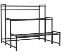 Support à fleurs Moonbite, 3 niveaux, 75 x 70 x 66 cm, étagère à fleurs avec grilles, capacité de charge de 75 kg, inoxydable, métal, noir