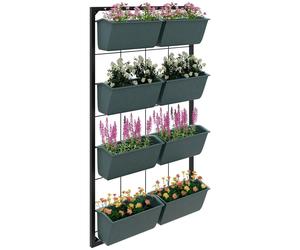 Support à fleurs Outsunny, étagère à plantes avec 8 pots, meuble de rangement pour plantes pour jardin
