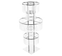 Support à fleurs pour mariage - Colonne décorative en acrylique à 5 étages - Hauteur : 110 cm - Socle rond de 30 cm - Structure métallique - Argent