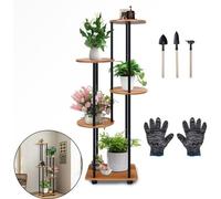Support à fleurs pour salon avec roulettes, tuteur à fleurs en bois de haute qualité, échelle à fleurs métallique à 5 niveaux, tuteur à fleurs d'intérieur et d'extérieur, tuteur à fleurs pour terrasse