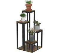 Outsunny Support pour plantes étagère à fleurs 4 étagères différentes hauteurs structure acier - 40 x 40 x 81 cm noir