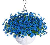 Support à fleurs suspendu - Support pour plantes - Décoration d'extérieur - Résistant aux UV - 40 x 40 x 48 cm - Bleu