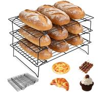 Support à gâteau, grille de refroidissement, étagère, 3 niveaux, grille de refroidissement, rectangulaire, empilable, réutilisable, support à gâteau, ustensiles de cuisine, 34 x 24 x 6,5 cm, pour moul