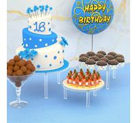 Support à gâteau rond décoratif pour table à desserts, présentoir en acrylique, support d'exposition transparent avec ornement en cristal pour anniversaire et mariage A,B,C,D,4 ensembles ABCD,Ensemble