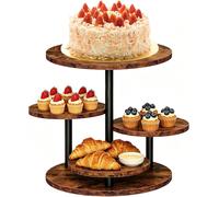 Support à gâteaux en bois à 4 niveaux, rotatif à 360°, pour 50 cupcakes