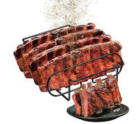 Support à nervures - Support de rôtissage en acier au carbone, cadre en fil métallique robuste, étagère antiadhésive pour grillades de viande | Accessoire vertical pour barbecue en plein air, cuisine