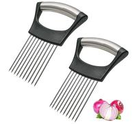 Support à Oignons,2 PCS Porte-Tranche D'oignon en Acier Inoxydable Coupe-Légumes Multifonctions Trancheuse Manuelle pour Oignons Citron Légumes et Viande Gadget de Cuisine Pratique