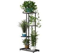 Support à plantes en métal, 4 niveaux, 5 pots, plusieurs supports pour pots de fleurs, tablette, pour l'intérieur et l'extérieur, jardinière, surface d'exposition, étagère pour terrasse, jardin, coin,