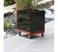 Support à roulettes bois carré ""Flora Roll Lasure"" - 40 x 40 cm