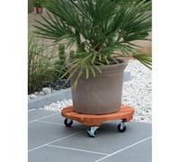 Support à roulettes bois rond ""Flora Roll Lasure""- 30 cm