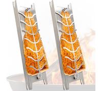 Support à saumon Flame eluno XXL, ensemble de 2 pièces en acier inoxydable, rotatif à 180° - Planche à saumon Flame avec 5 angles d'inclinaison réglables