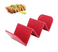 Support à tacos pliable, 20 x 7,5 cm, support de coquille à tacos en ABS, grand plateau de service alimentaire, passe au lave-vaisselle, passe au -ondes, pour la cuisine du (Red)