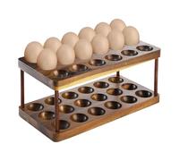 Support À Œufs En Bois - Bois Massif Double Couche De Taille Standard | Organisateur De Rangement Pour Œufs De Cuisine Avec Plateau De Comptoir, Panier De Rangement Pour Œufš Organisation De Cuisine