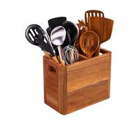 Support à ustensiles en bois rustique antidérapant - Grand comptoir pour ustensiles de cuisine - Pour argenterie, cuillère, spatule, couverts, maison, restaurant, placard, garde-manger