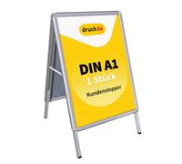 Support A1 - 1 pièce - Panneau de trottoir - Panneau publicitaire double face - pliable et stable pour affiches - Panneau de trottoir en aluminium - Film de protection en PVC