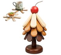 Support Arbre en Bois pour Dessous De Verre Et Plat,4 Sets De Table Pliables Antidérapants | Dessous De Verre avec Support | pour Plan De Travail Extérieur Pique-Nique Repas De Fête Cuisine