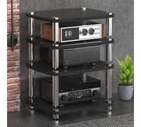 Support Audio, étagère de Jeu, étagère d'angle for Support Multimédia AV | Étagère Dvd, Support de Divertissement, Tour Audio, Support for Lecteur de Disque, for la Vie(Black,60x48x76cm)