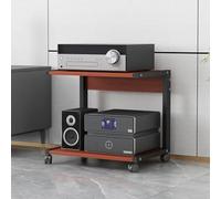 Support audio Hi-Fi avec roulettes, support de haut-parleur à 2 niveaux et plateau tournant, console AV mobile pour équipement de musique - Parfait pour le salon et la salle de jeux