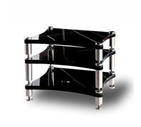Support audio, meuble multimédia avec étagères en bois, multimédia réglable | Meuble audio pour platine vinyle, lecteur CD et console de jeu, idéal pour le home cinéma, le salon(Black,3 layer)