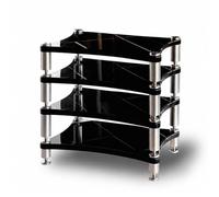 Support audio, meuble multimédia avec étagères en bois, multimédia réglable | Meuble audio pour platine vinyle, lecteur CD et console de jeu, idéal pour le home cinéma, le salon(Black,4 layer)