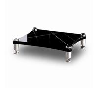 Support audio, meuble multimédia avec étagères en bois, multimédia réglable | Meuble audio pour platine vinyle, lecteur CD et console de jeu, idéal pour le home cinéma, le salon(Black,1 layer)