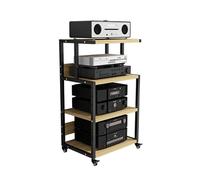 Support audio, support multimédia mobile, support multimédia AV avec étagère réglable, armoire stéréo ouverte pour appareils électroniques grand public, tour de rack audio pour bureau à domicile, noir