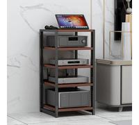 Support AV Ma à roulettes à 5 niveaux - Support HiFi réglable en teck pour studio d'enregistrement home cinéma et Ma Sto Soluts