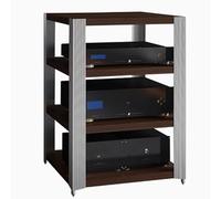 Support AV moderne en alliage d'aluminium 4 couches marron et argent 2 parfait pour home cinéma et équipement audio
