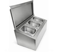 Support bac gastro - PESAGE MB - Inox 3 bacs GN1/6 - AISI 201 0,7 mm - Bacs 160x175x100 mm - Couvercle inclus