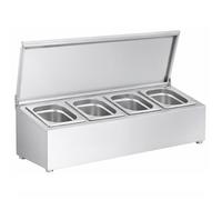 Support bacs gastro GN - PESAGE MB - Support inox 4 bacs GN 1/6 - AISI 201 - Couvercle inclus - 690×235×225 mm