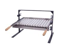 Support Barbecue avec grille et récupérateur de graisse en Inox coloris Gris -80 x 43 x 42 cm