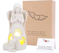Support-bougie en forme de chien ange, statue peinte à la main, résine, couleur crème, 17 cm