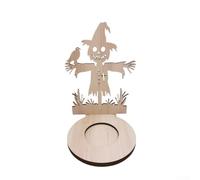 Support Bougie pour bois Motif Halloween Festif 2D Support Bougie(D13.9*20) | Motifs festifs, tons pour bois naturel, ambiance Halloween, design 2D, pour table de fête