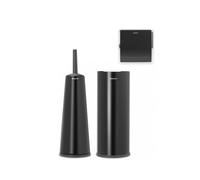 Support brosse à toilette, dérouleur de papier toilette et porte-rouleau de rechange dans un set RENEW, noir, Brabantia