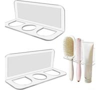 Support Brosse Cheveux Acrylique 2 Pack Mural | Acrylique transparent, anti-jaunissement, fixation ruban double face, pour idéal salle de bain, moderne