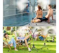 Support brumisateur pour trépied construit avec des composants en acier inoxydable et un tube d'eau en PVC de 8 mètres pour une distribution fiable de brume de jardin et de terrasse