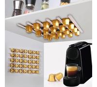 Support Capsules Café Réutilisable : Rangement Gain de Place pour Toutes, Montage Mural ou Latéral, Organiseur de Cuisine Blanc/Noir, 28x10x5cm(White)