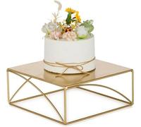 Support carré argenté pour mariage, Noël, anniversaire : socle décoratif en fonte d'acier de 26 cm, design vintage, idéal pour baptêmes, fêtes d'anniversaire