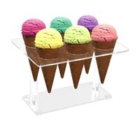 Support Cornet de Glace, 6 Trous Porte Cornet de Crème Glacée Acrylique Porte Cornets Presentoir Support pour Cornet Mariage Party Détachables Porte pour Cône de Sushis Popcorn - Transparent