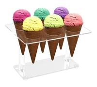 Support Cornet de Glace - Acrylique - 6 Trous - Transparent - Écologique - Facile à Installer