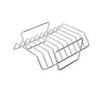 Support Côtes Levées Grille Barbecue Quatre Emplacements Rôtissoire Métal Surface Antiadhésive Maintient la Chaleur Facile à Nettoyer Convient à, Argent