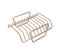 Support Côtes Levées Grille Barbecue Quatre Emplacements Rôtissoire Métal Surface Antiadhésive Maintient la Chaleur Facile à Nettoyer Convient à, Or Rose