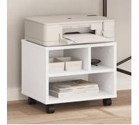 vidaXL Support d'imprimante avec roulettes Blanc 41x32x34,5 cm, Table d'imprimante, Table d'imprimante d'ordinateur, Support d'imprimante avec Rangement