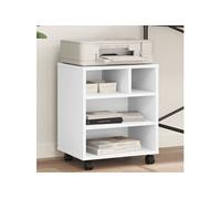 vidaXL Support d'imprimante 41x32x48 cm avec roulettes et rangement Blanc