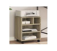 vidaXL Support d'imprimante chêne Sonoma avec roulettes et rangement 41x32x48 cm