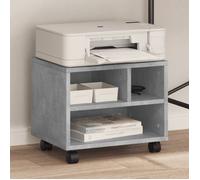 vidaXL Support d'imprimante avec roulettes et rangement 41x32x34,5 cm Gris béton