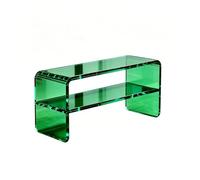 Support D'affichage Acrylique à 2 Étages, Rangement Tasses Thé Poli Résistant aux Rayures, Structure U Sans Assemblage pour Thé Figurines Maquillage(Green,40cm/15.8in)