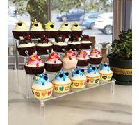 Support d'affichage de dessert en acrylique, support à cupcakes, étagère pour buffet de collations pour fête d'anniversaire, mariage, présentoir de table Couche L3 (25 cm de long),Couche XL4 (25 cm de