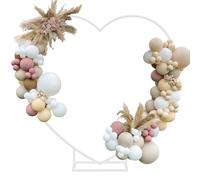 Support d'arche de ballons en forme de cœur - Support de décoration en métal - 220 cm - XXL - Adaptable - Blanc cassé