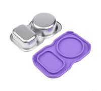 Support d'assiette en acier inoxydable avec 2 compartiments pour tremper les tasses à sauce et les frites - Récipient à condiments étanche pour fête pique-nique 14 x 8,5 cm (violet)
